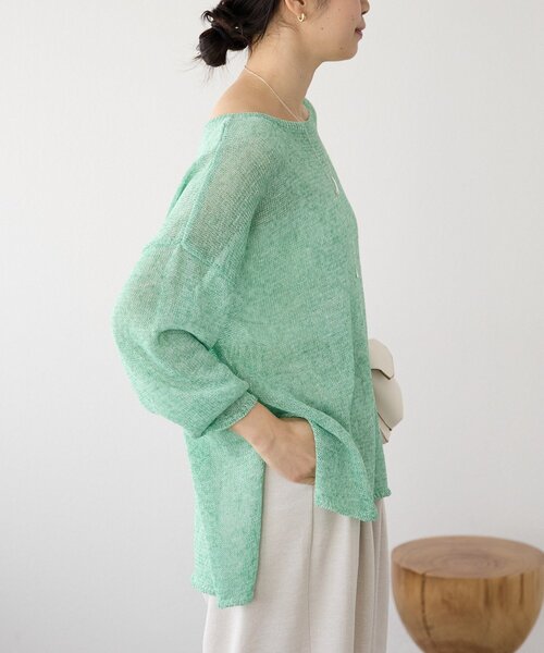 RIVE DROITE（リヴドロワ）の「【新色追加】メランジルーズニット（ニット/セーター・レディース・ブラック/サックスブルー/モカ/グレー/ライトグレー/グリーン/ベージュ・FREE）」の15枚目の写真