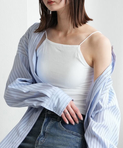 utatane(ウタタネ)の「ブラトップ カップ付き アメリカンスリーブキャミソール(キャミソール・レディース・ブラック/ホワイト/ブラック×ホワイト/ホワイト×ブラック・FREE)」の1枚目の写真