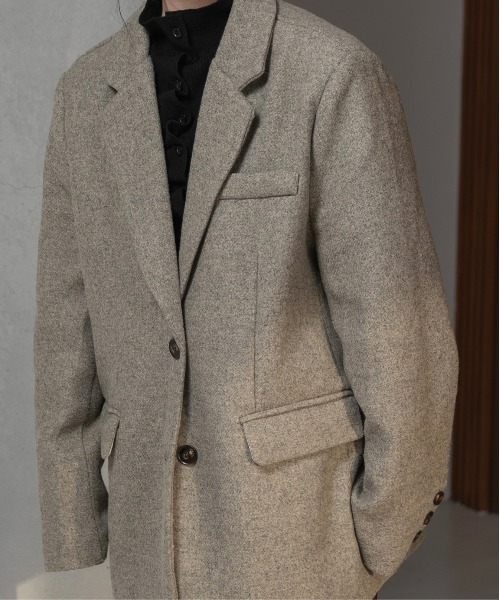 lawgy ツイードライクミックステーラードジャケット グレイッシュベージュ lawgy（ラウジー）の「tweed like mix tailored jacket / ツイード