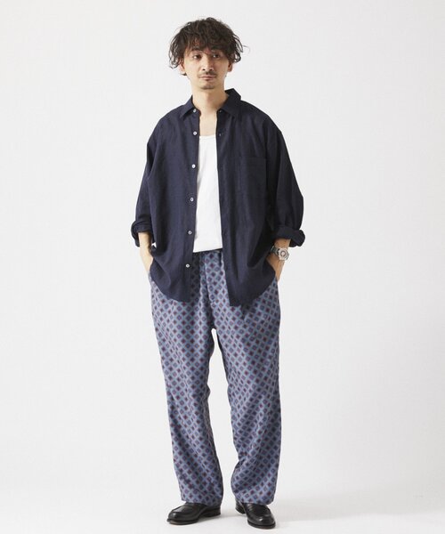 JOURNAL STANDARD relume(ジャーナルスタンダード レリューム)の「ホールパターンプリント ワイドイージーパンツ(その他パンツ・メンズ・ネイビー/ベージュ系その他/ボルドー/ブラック/グレー・MEDIUM/LARGE)」の9枚目の写真