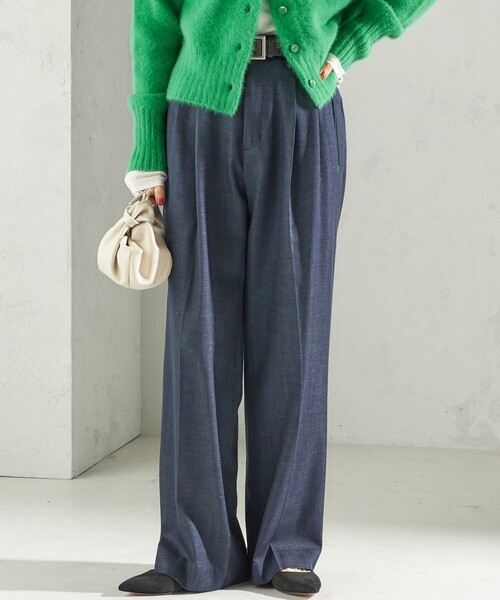手洗い可能〉デニムライク 2タック ワイド パンツ（その他パンツ