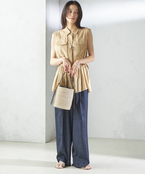 セール】〈手洗い可能〉デニムライク 2タック ワイド パンツ（その他