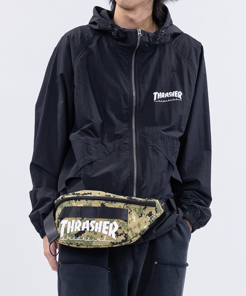 THRASHER（スラッシャー）の「【Y】〔THRASHER/スラッシャー〕キーフック付き ワンポイントロゴ ウエストバック（ボディバッグ/ウエストポーチ・メンズ・ホワイト/ダークグリーン/ブラック・FREE）」の3枚目の写真