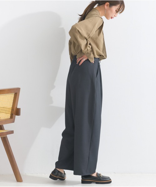 OandI（オーアンドアイ）の「アシメラップドレープパンツ（その他パンツ・レディース・ライトベージュ/チャコールグレー/ブラウン・FREE）」の5枚目の写真