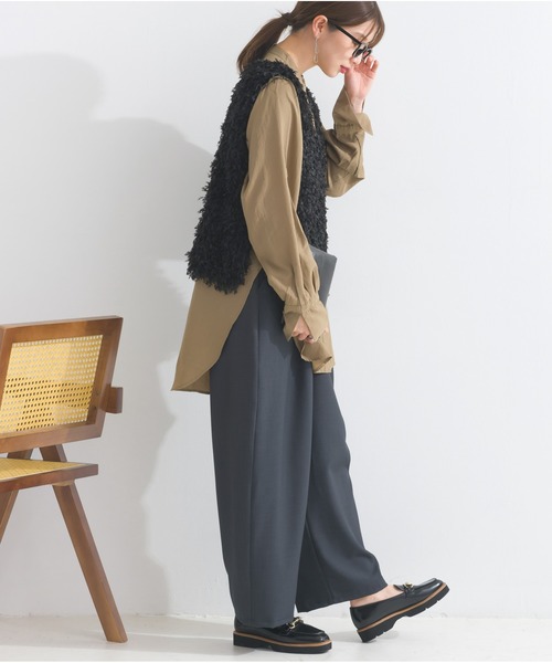 OandI（オーアンドアイ）の「アシメラップドレープパンツ（その他パンツ・レディース・ライトベージュ/チャコールグレー/ブラウン・FREE）」の6枚目の写真