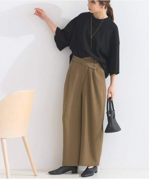 OandI（オーアンドアイ）の「アシメラップドレープパンツ（その他パンツ・レディース・ライトベージュ/チャコールグレー/ブラウン・FREE）」の14枚目の写真
