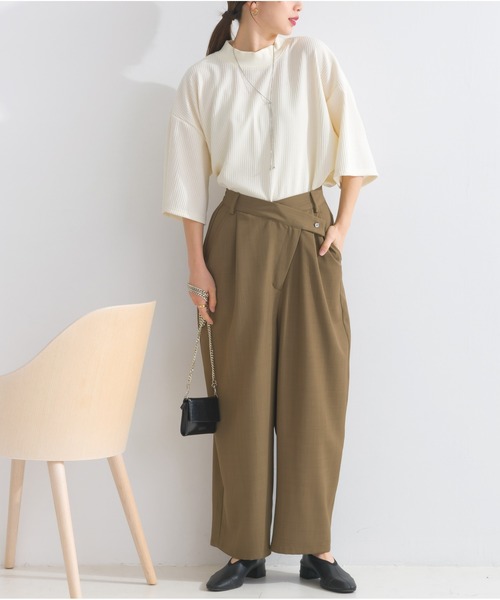 OandI（オーアンドアイ）の「アシメラップドレープパンツ（その他パンツ・レディース・ライトベージュ/チャコールグレー/ブラウン・FREE）」の10枚目の写真