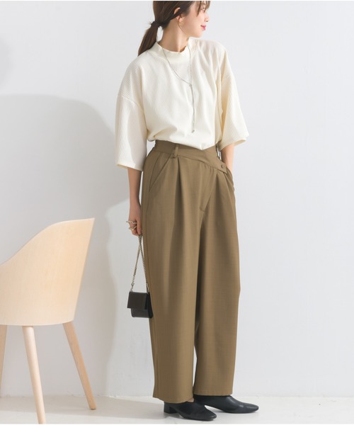 OandI（オーアンドアイ）の「アシメラップドレープパンツ（その他パンツ・レディース・ライトベージュ/チャコールグレー/ブラウン・FREE）」の9枚目の写真