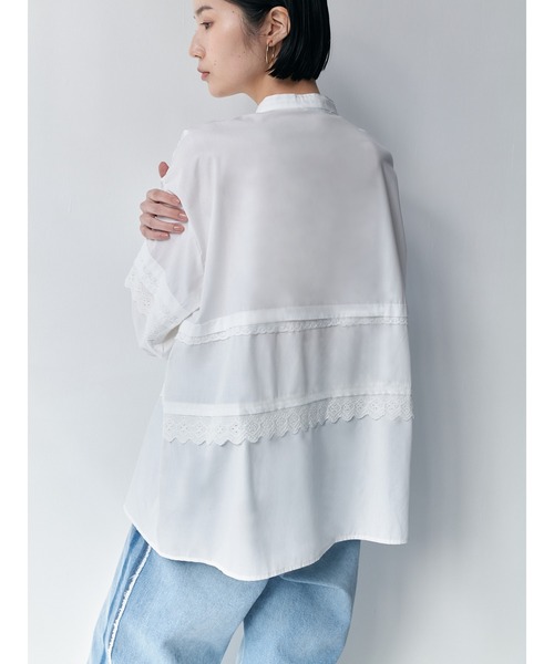 Brown&Street(ブラウンアンドストリート)の「オーバーサイズレースシャツ(シャツ/ブラウス・レディース・ホワイト/ブラック・FREE)」の6枚目の写真