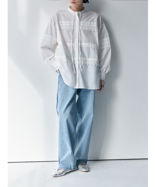 Brown&Street(ブラウンアンドストリート)の「オーバーサイズレースシャツ(シャツ/ブラウス・レディース・ホワイト/ブラック・FREE)」の9枚目の写真