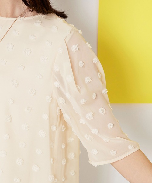 BELLUNA PLUS(ベルーナ)の「シアー素材ドット柄ブラウス(シャツ/ブラウス・レディース・ブルー/ブラック/アイボリー・MEDIUM/LARGE/X-LARGE)」の4枚目の写真