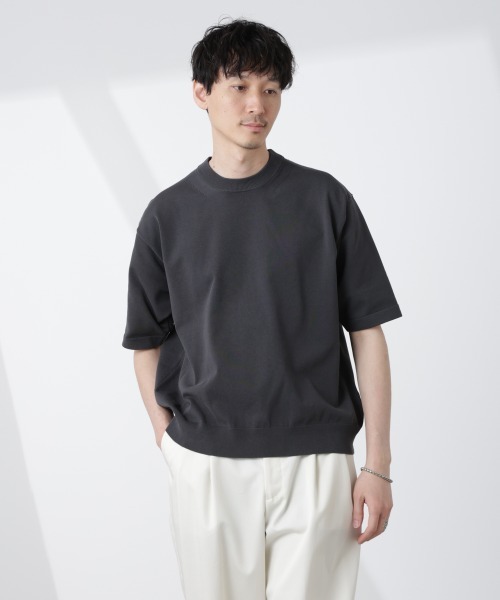 NANO universe（ナノユニバース）の「コットン/ソロナ プレーティングクルーネック 半袖TEE（ニット/セーター・メンズ・ダークグリーン/ライトブラウン/チャコール・M/L）」の4枚目の写真