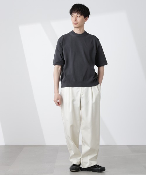 NANO universe（ナノユニバース）の「コットン/ソロナ プレーティングクルーネック 半袖TEE（ニット/セーター・メンズ・ダークグリーン/ライトブラウン/チャコール・M/L）」の8枚目の写真