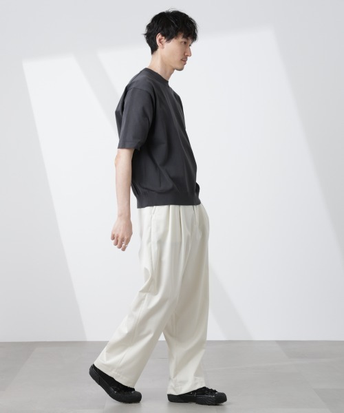 NANO universe（ナノユニバース）の「コットン/ソロナ プレーティングクルーネック 半袖TEE（ニット/セーター・メンズ・ダークグリーン/ライトブラウン/チャコール・M/L）」の9枚目の写真