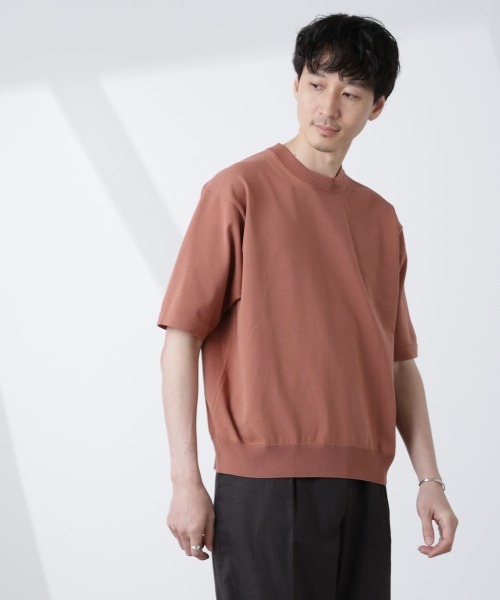 NANO universe（ナノユニバース）の「コットン/ソロナ プレーティングクルーネック 半袖TEE（ニット/セーター・メンズ・ダークグリーン/ライトブラウン/チャコール・M/L）」の12枚目の写真