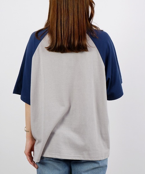 CLOTHY(クロシィ)の「【シンプルなTシャツにこなれ感をプラス!】5分袖ラグランTシャツ(Tシャツ/カットソー・レディース・ブラック/ブラウン/ネイビー/チャコールグレー・MEDIUM)」の18枚目の写真