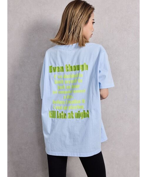 GYDA（ジェイダ）の「GAME HOLIC BUNNY BIG Tシャツ（Tシャツ/カットソー・レディース・オフホワイト/ブラック/スカイブルー/ライム・FREE）」の6枚目の写真