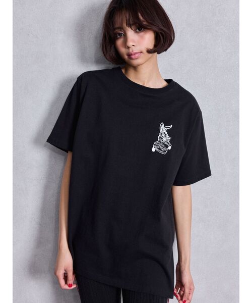GYDA（ジェイダ）の「GAME HOLIC BUNNY BIG Tシャツ（Tシャツ/カットソー・レディース・オフホワイト/ブラック/スカイブルー/ライム・FREE）」の9枚目の写真