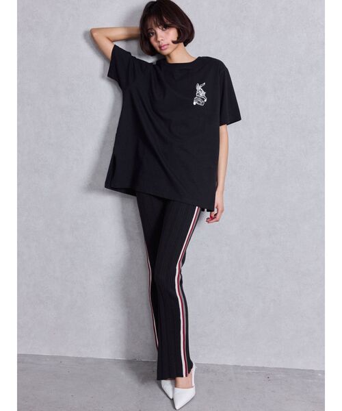 GYDA（ジェイダ）の「GAME HOLIC BUNNY BIG Tシャツ（Tシャツ/カットソー・レディース・オフホワイト/ブラック/スカイブルー/ライム・FREE）」の11枚目の写真