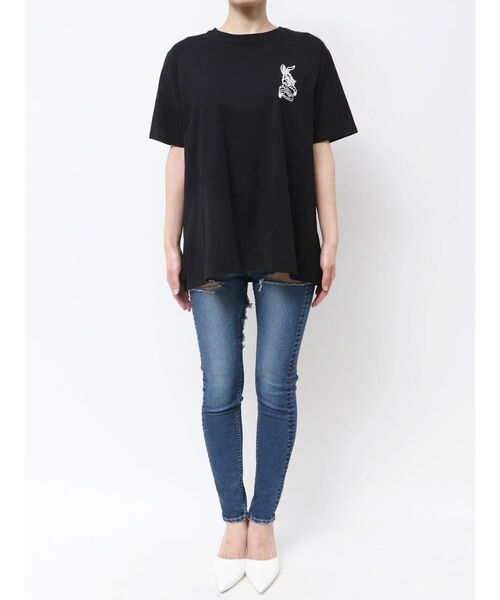 GYDA（ジェイダ）の「GAME HOLIC BUNNY BIG Tシャツ（Tシャツ/カットソー・レディース・オフホワイト/ブラック/スカイブルー/ライム・FREE）」の22枚目の写真