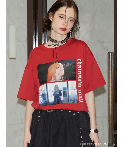 jouetie（ジュエティ）の「【TVアニメ『チェンソーマン』】シーンBIGTシャツ（Tシャツ/カットソー・レディース・レッド/ピンク/ブラック/オフホワイト・MEDIUM）」の7枚目の写真