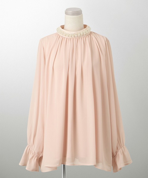 ブラウス シャツ パールネック キャンディスリーブ ブラウス HUIT レディース パールネック キャンディスリーブ ブラウス HUIT（シャツ