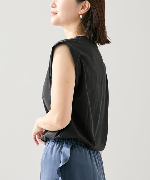 ATON(エイトン)の「ATON エイトン TANKTOP KKAGGM0400(Tシャツ/カットソー・レディース・ホワイト/サックスブルー/ブラック・SMALL)」の8枚目の写真