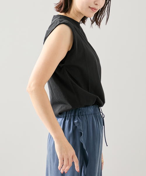 ATON(エイトン)の「ATON エイトン TANKTOP KKAGGM0400(Tシャツ/カットソー・レディース・ホワイト/サックスブルー/ブラック・SMALL)」の9枚目の写真