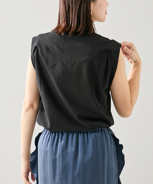 ATON(エイトン)の「ATON エイトン TANKTOP KKAGGM0400(Tシャツ/カットソー・レディース・ホワイト/サックスブルー/ブラック・SMALL)」の10枚目の写真