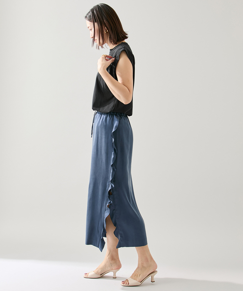 ATON(エイトン)の「ATON エイトン TANKTOP KKAGGM0400(Tシャツ/カットソー・レディース・ホワイト/サックスブルー/ブラック・SMALL)」の12枚目の写真