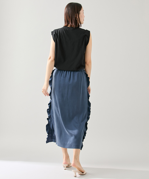 ATON(エイトン)の「ATON エイトン TANKTOP KKAGGM0400(Tシャツ/カットソー・レディース・ホワイト/サックスブルー/ブラック・SMALL)」の13枚目の写真