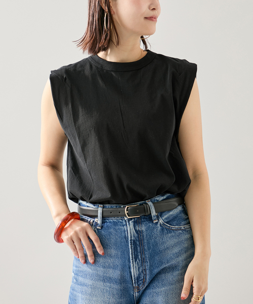 ATON(エイトン)の「ATON エイトン TANKTOP KKAGGM0400(Tシャツ/カットソー・レディース・ホワイト/サックスブルー/ブラック・SMALL)」の14枚目の写真