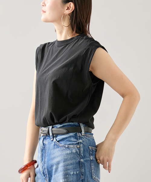 ATON(エイトン)の「ATON エイトン TANKTOP KKAGGM0400(Tシャツ/カットソー・レディース・ホワイト/サックスブルー/ブラック・SMALL)」の15枚目の写真