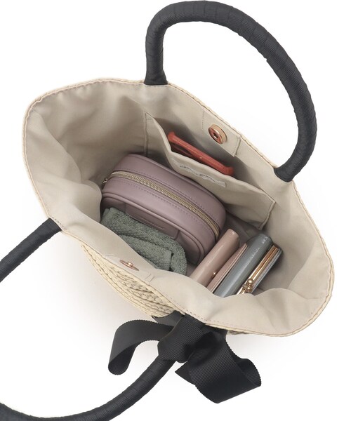 couture brooch（クチュールブローチ）の「リボンディティールかごトートバッグ（トートバッグ・レディース・ブラック/アイボリー・00）」の9枚目の写真