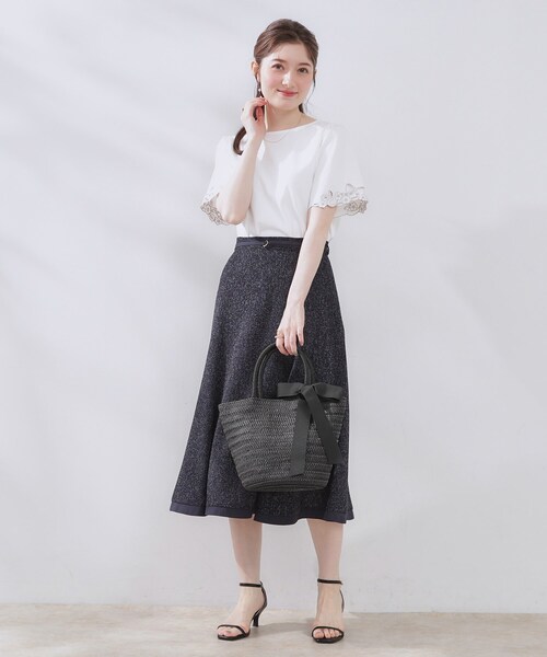 couture brooch（クチュールブローチ）の「リボンディティールかごトートバッグ（トートバッグ・レディース・ブラック/アイボリー・00）」の14枚目の写真