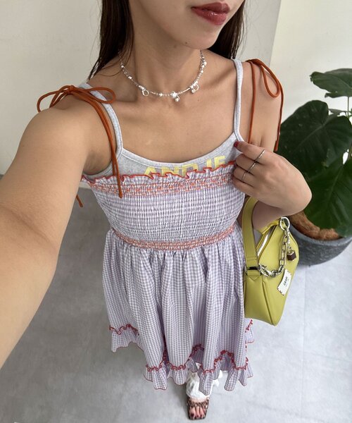 HELLO.SANFRANCISCO（ハローサンフランシスコ）の「【HELLO.SANFRANCISCO/ハローサンフランシスコ】2WAYシャーリングチュニックベアワンピ（チュニック・レディース・ブラック/オレンジ/ホワイト/パープル・ONE SIZE）」の6枚目の写真