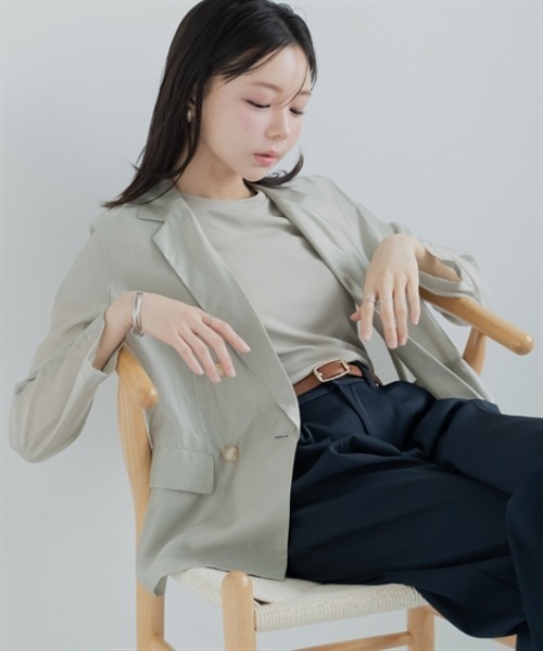 Petitjo（プッチージョ）の「小さいサイズ　シアージャケット　低身長さん・小柄女性（テーラードジャケット・レディース・ネイビー/ベージュ・PM/PL/PSS/PS）」の18枚目の写真