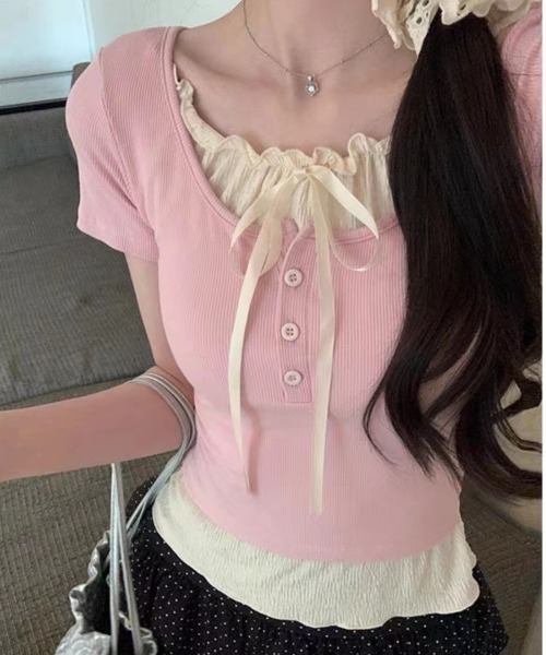 IRENE◆Tシャツ/36/コットン/WHT/25S82004 IRENE(アイレネ) Gathering Cut Out TeeTシャツ25S82004