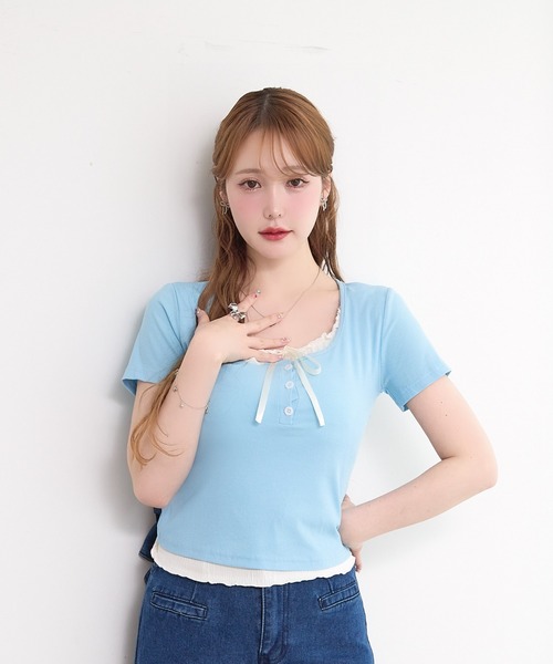 jiltu ブルー ribbon tee Tシャツ 1size