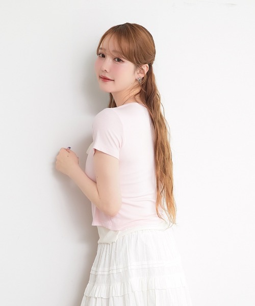 paravion(パラビオン)の「レイヤーリボンカットTシャツ(Tシャツ/カットソー・レディース・グレー/ブルー/ブラック/ホワイト/ピンク・FREE)」の20枚目の写真