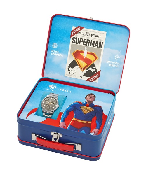 1*FOSSIL スーパーマン　全世界１５０００本の限定版　昭和レトロ　貴重 Superman x Fossil 限定版 METROPOLIS ウォッチセット