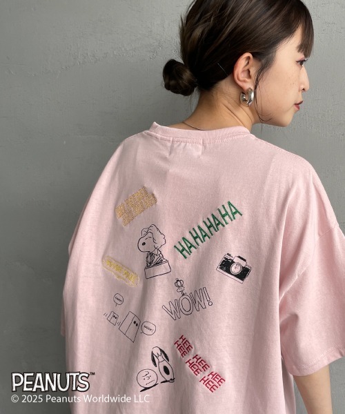 tシャツ 「PEANUTS×JEANS FACTORY/ピーナッツ×ジーンズ ファクトリー」 別注 PEANUTS FLOWER 刺繍プリントTシャツ セール】[PEANUTS×JEANS FACTORY/ピーナッツ×ジーンズ