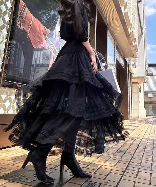 極美品 msgm 3段フリル スカート 40 送料無料 レディース