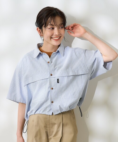 FREAK'S STORE（フリークスストア）の「Foxfire × FREAK'S STORE/フォックスファイヤー 別注 オックス フィッシングポケットショートスリーブシャツ（シャツ/ブラウス・レディース・その他13/サックスブルー/グレー・ﾌﾘ-）」の17枚目の写真