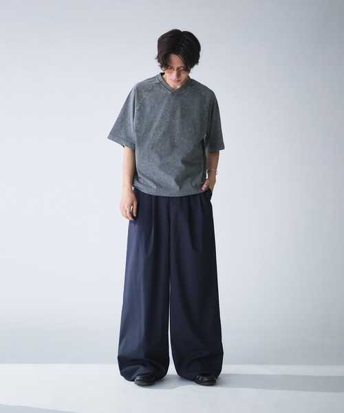 Adoon plain(アドーンプレーン)の「VINTAGE LIKE SHALLOW V-NECK DRAWCORD T-SHIRT / ビンテージライク浅VネックドローコードTシャツ(Tシャツ/カットソー・メンズ・グレー/ブラック/アイボリー・MEDIUM/LARGE)」の20枚目の写真