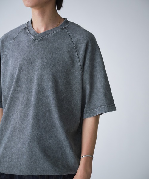 セール】VINTAGE LIKE SHALLOW V-NECK DRAWCORD T-SHIRT