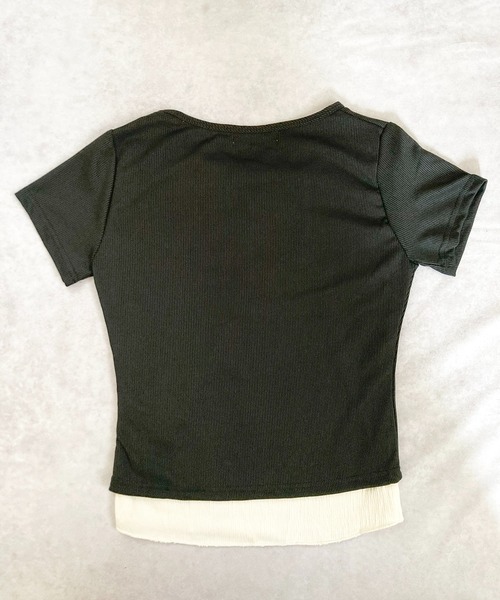 VIBGYOR（ヴィブジョー）の「ヘンリーネック リボンデザイン レイヤードTシャツ(CZ)（Tシャツ/カットソー・レディース・グレー/ライトブルー/ブラック・FREE）」の17枚目の写真