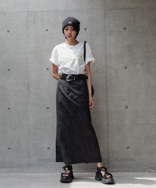 PAGEBOY（ページボーイ）の「スモークプリントナロースカート（スカート・レディース・チャコールグレー/ホワイト系その他4/ブラック・FREE）」の5枚目の写真