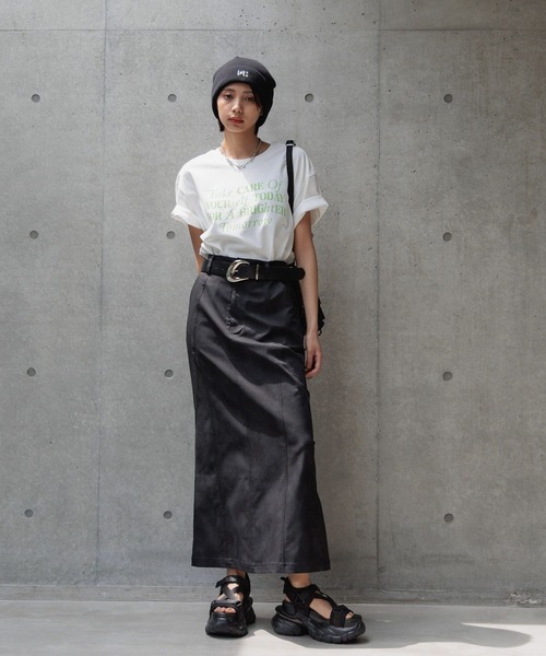 PAGEBOY（ページボーイ）の「スモークプリントナロースカート（スカート・レディース・チャコールグレー/ホワイト系その他4/ブラック・FREE）」の6枚目の写真