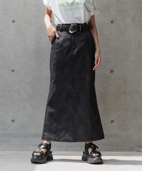 PAGEBOY（ページボーイ）の「スモークプリントナロースカート（スカート・レディース・チャコールグレー/ホワイト系その他4/ブラック・FREE）」の7枚目の写真